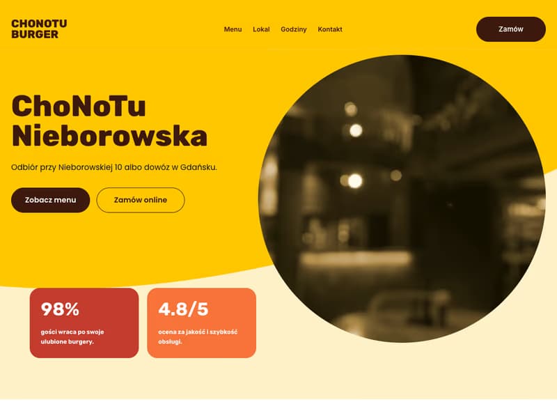 Screenshot of the ChoNoTu template with a sample restaurant