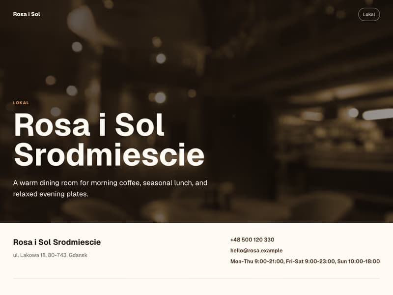 Screenshot of the Restavox Default template with a sample restaurant