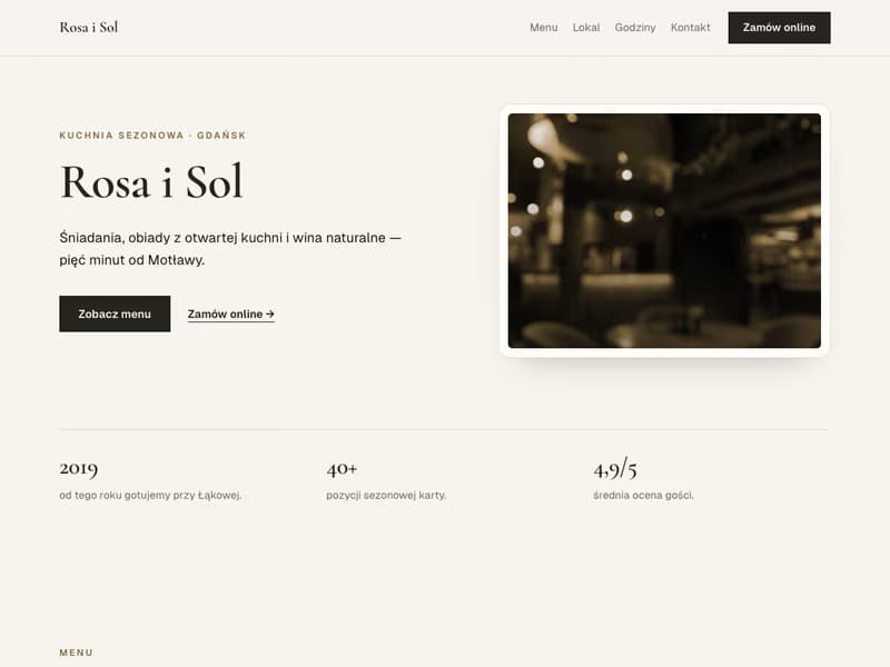 Screenshot of the Restavox Fine template with a sample restaurant