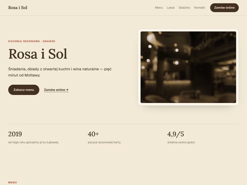 Screenshot of the Restavox Trattoria template with a sample restaurant